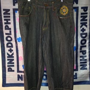 COOGI Dark shorts with bright bold embroidery on pockets W.38